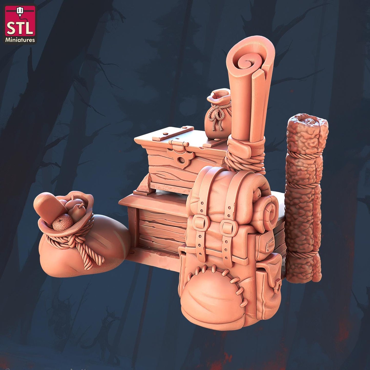 Luggage - Halfling Hostel Set - 32mm Scale - Unpainted Miniature for DnD, Pathfinder, Tabletop RPGs, Dioramas - STL Miniatures