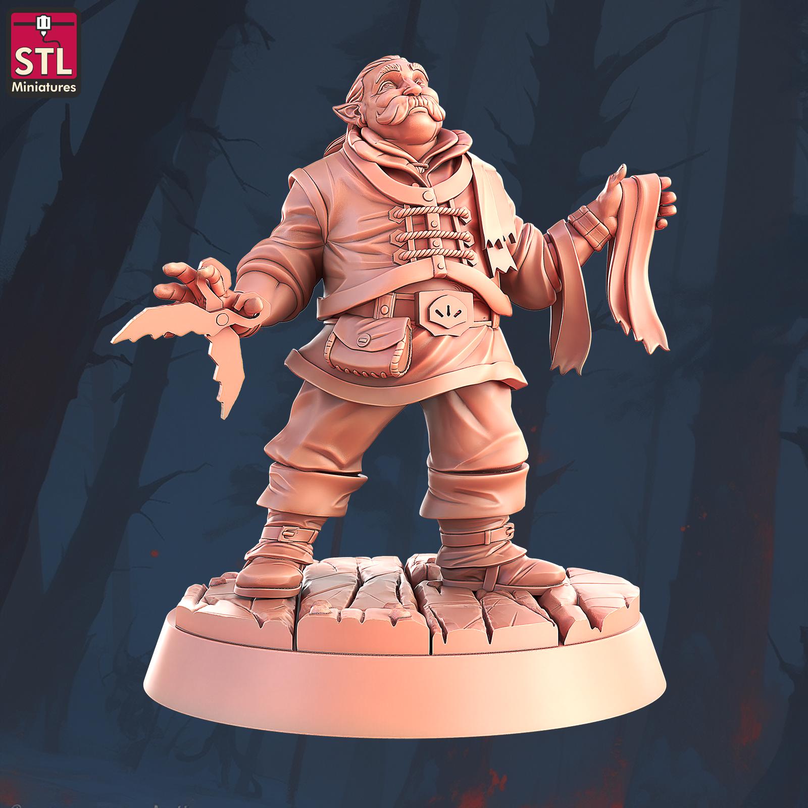 Textile Stall Set, Clothing Merchant - Townsfolk NPCs - 32mm Scale - Unpainted Miniature for DnD, Pathfinder, Tabletop RPGs - STL Miniatures