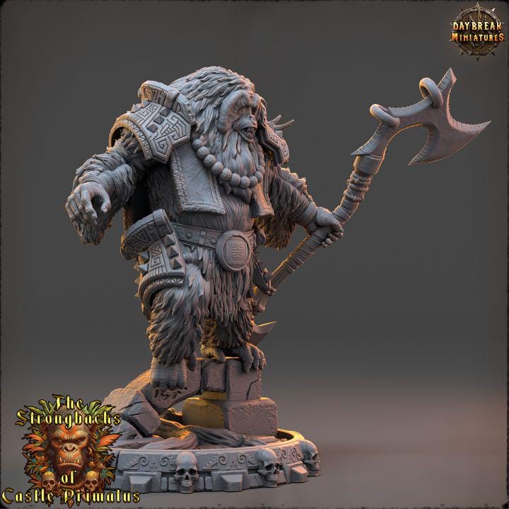 Targu Stelmaar, Strongbacks of Castle Primatus - 32mm Scale - Unpainted Miniature for DnD, Pathfinder, Tabletop RPGs - Daybreak Miniatures