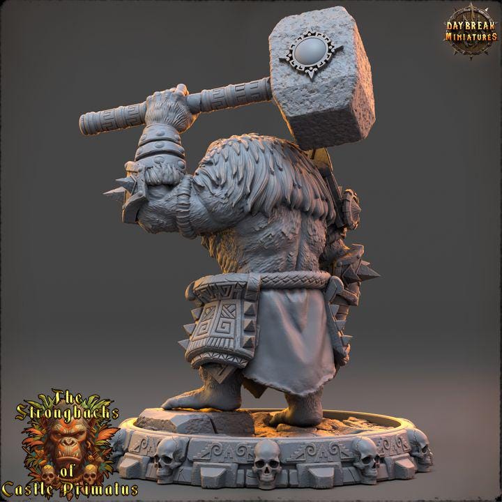 Krogar Ashryn, Strongbacks of Castle Primatus - 32mm Scale - Unpainted Miniature for DnD, Pathfinder, Tabletop RPGs - Daybreak Miniatures