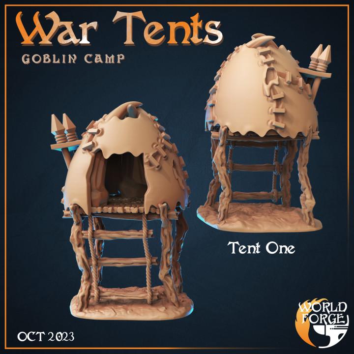 Goblin War Tents, Goblin Camp Collection - 32mm Scale - Unpainted Miniature for DnD, Pathfinder, Tabletop RPGs, Dioramas - World Forge