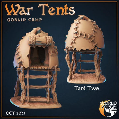 Goblin War Tents, Goblin Camp Collection - 32mm Scale - Unpainted Miniature for DnD, Pathfinder, Tabletop RPGs, Dioramas - World Forge