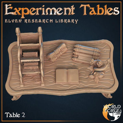 Research Tables - Elven Research Library - 32mm Scale - Unpainted Miniature for DnD, Pathfinder, Tabletop RPGs, and Dioramas