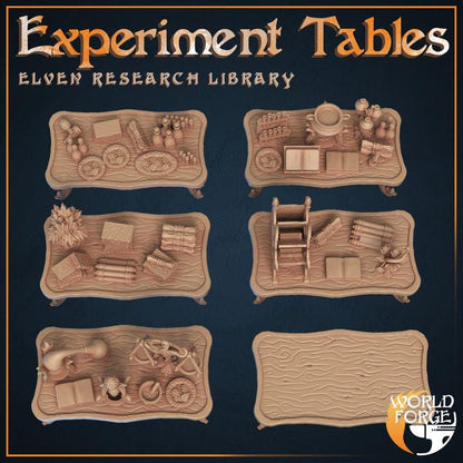 Research Tables - Elven Research Library - 32mm Scale - Unpainted Miniature for DnD, Pathfinder, Tabletop RPGs, and Dioramas