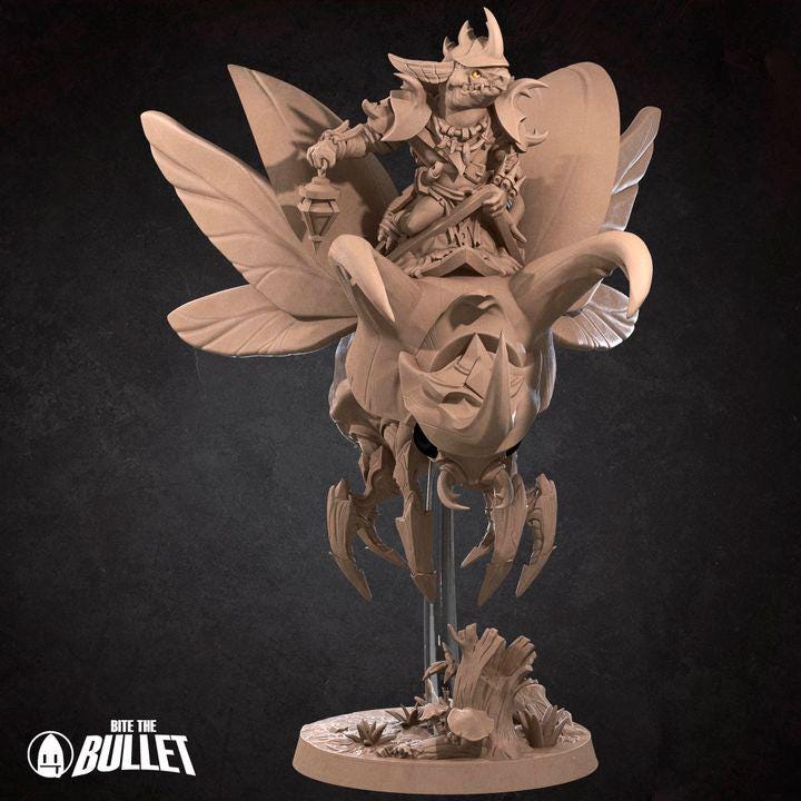 Kobold Beetle Rider - 32mm, 35mm Scale - Unpainted Miniature for DnD, Pathfinder, Tabletop RPGs - Bite the Bullet