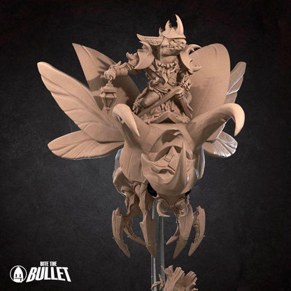 Kobold Beetle Rider - 32mm, 35mm Scale - Unpainted Miniature for DnD, Pathfinder, Tabletop RPGs - Bite the Bullet