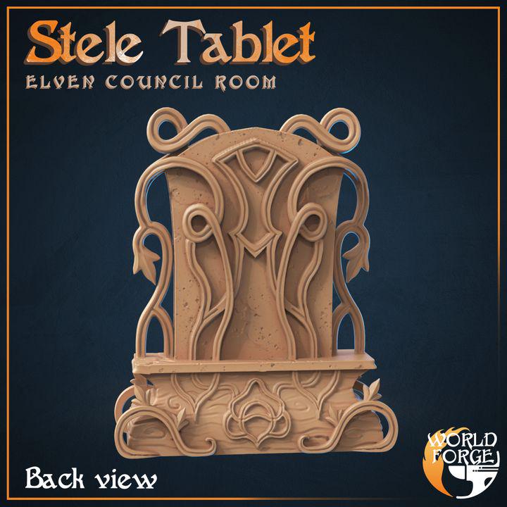 Stele Tablet - Elven Council Set - 32mm Scale - Unpainted Miniature for DnD, Pathfinder, Tabletop RPGs, and Dioramas