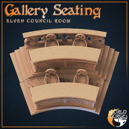 Gallery Seating - Elven Council Set - 32mm Scale - Unpainted Miniature for DnD, Pathfinder, Tabletop RPGs, and Dioramas