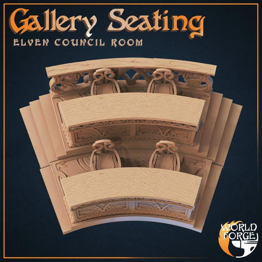 Gallery Seating - Elven Council Set - 32mm Scale - Unpainted Miniature for DnD, Pathfinder, Tabletop RPGs, and Dioramas