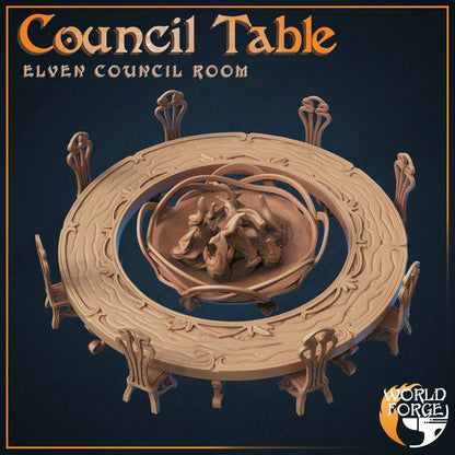 Council Table with Brazier - Elven Council Set - 32mm Scale - Unpainted Miniature for DnD, Pathfinder, Tabletop RPGs, and Dioramas