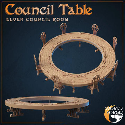 Council Table with Brazier - Elven Council Set - 32mm Scale - Unpainted Miniature for DnD, Pathfinder, Tabletop RPGs, and Dioramas