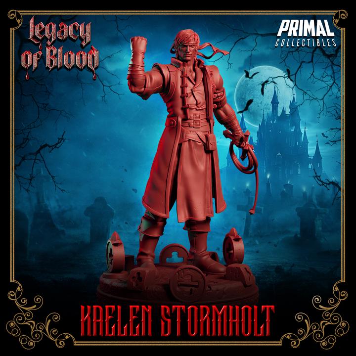 Kaelen Stormholt, Legacy of Blood - 28mm, 32mm, 75mm Scale - Unpainted Miniature for DnD, Pathfinder, Tabletop RPGs - Primal Collectibles