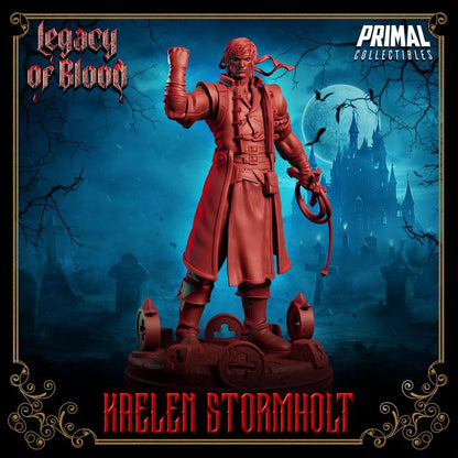 Kaelen Stormholt, Legacy of Blood - 28mm, 32mm, 75mm Scale - Unpainted Miniature for DnD, Pathfinder, Tabletop RPGs - Primal Collectibles