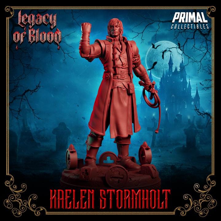 Kaelen Stormholt, Legacy of Blood - 28mm, 32mm, 75mm Scale - Unpainted Miniature for DnD, Pathfinder, Tabletop RPGs - Primal Collectibles