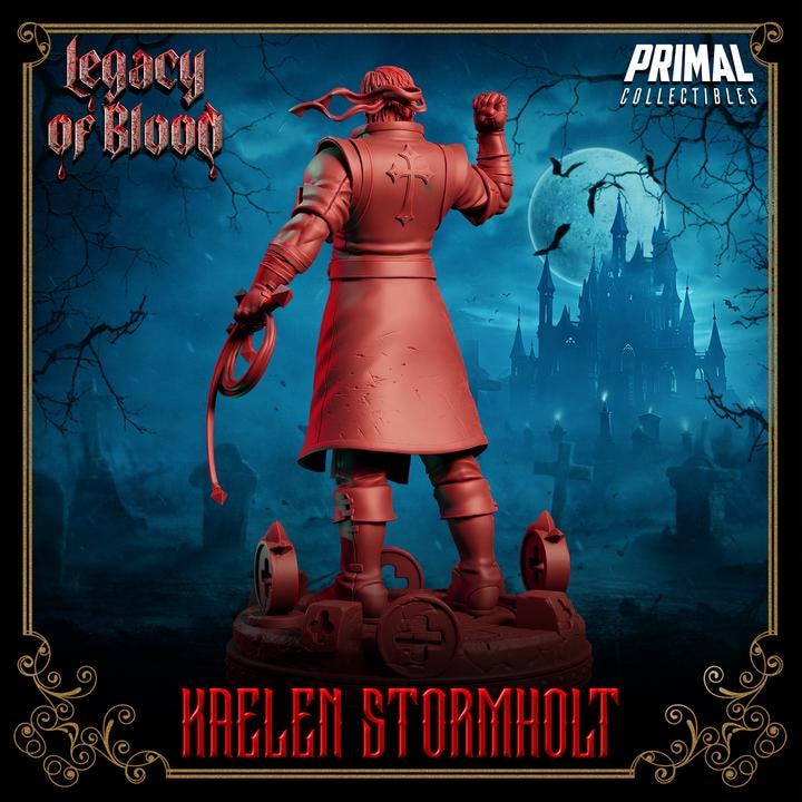Kaelen Stormholt, Legacy of Blood - 28mm, 32mm, 75mm Scale - Unpainted Miniature for DnD, Pathfinder, Tabletop RPGs - Primal Collectibles