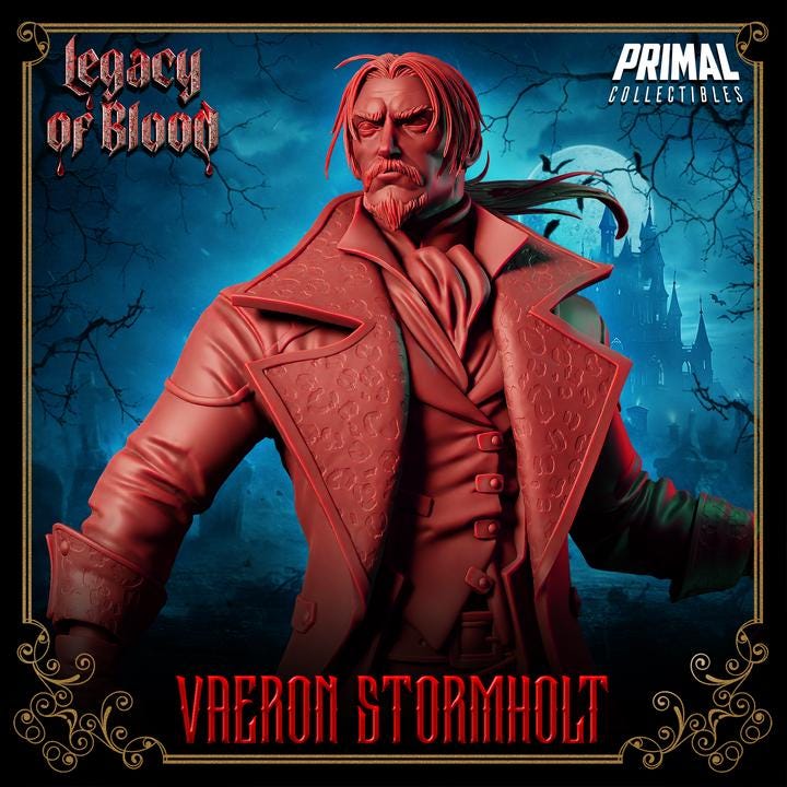 Vaeron Stormholt, Legacy of Blood - 28mm, 32mm, 75mm Scale - Unpainted Miniature for DnD, Pathfinder, Tabletop RPGs - Primal Collectibles