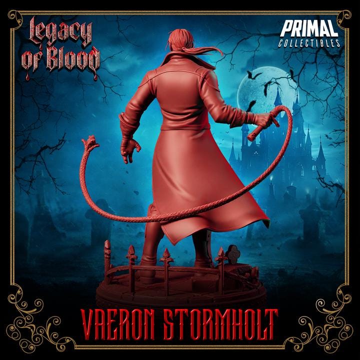 Vaeron Stormholt, Legacy of Blood - 28mm, 32mm, 75mm Scale - Unpainted Miniature for DnD, Pathfinder, Tabletop RPGs - Primal Collectibles