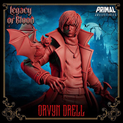 Orvyn Drell, Legacy of Blood - 28mm, 32mm, 75mm Scale - Unpainted Miniature for DnD, Pathfinder, Tabletop RPGs - Primal Collectibles