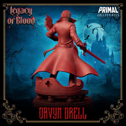 Orvyn Drell, Legacy of Blood - 28mm, 32mm, 75mm Scale - Unpainted Miniature for DnD, Pathfinder, Tabletop RPGs - Primal Collectibles