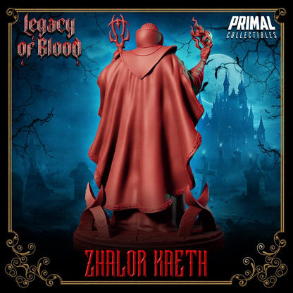 Zhalor Kaeth, Legacy of Blood - 28mm, 32mm, 75mm Scale - Unpainted Miniature for DnD, Pathfinder, Tabletop RPGs - Primal Collectibles