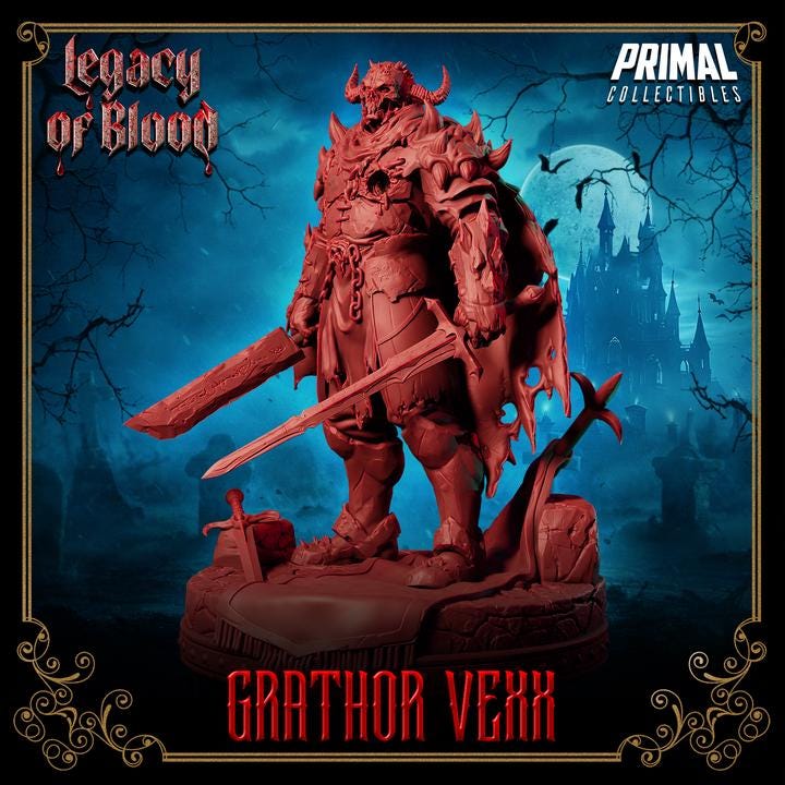 Spirit, Grathor Vexx, Legacy of Blood - 28mm, 32mm, 75mm Scale - Unpainted Miniature for DnD, Pathfinder, Tabletop RPGs