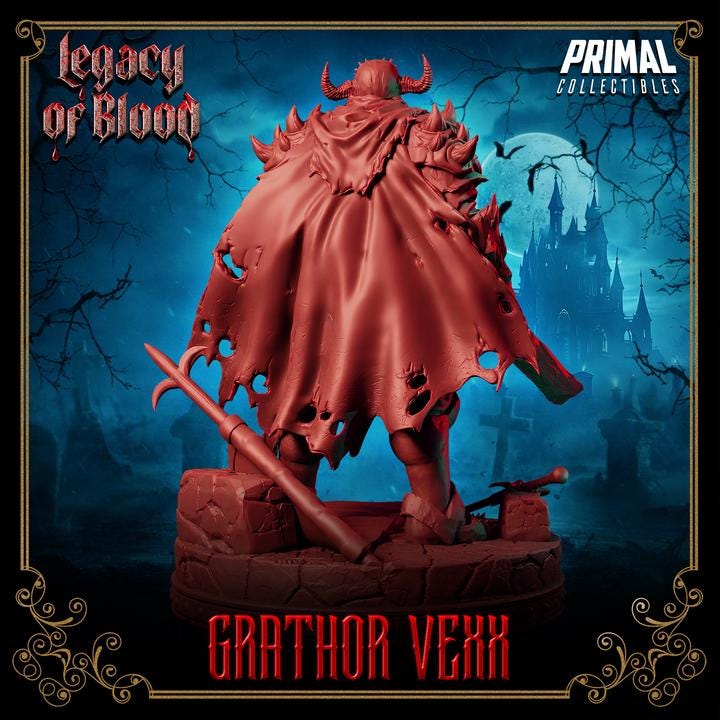 Spirit, Grathor Vexx, Legacy of Blood - 28mm, 32mm, 75mm Scale - Unpainted Miniature for DnD, Pathfinder, Tabletop RPGs