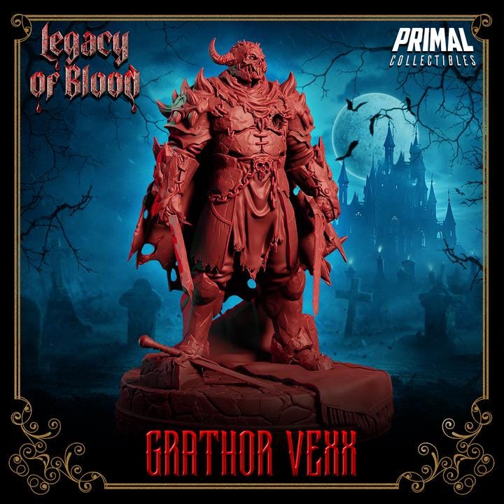 Spirit, Grathor Vexx, Legacy of Blood - 28mm, 32mm, 75mm Scale - Unpainted Miniature for DnD, Pathfinder, Tabletop RPGs