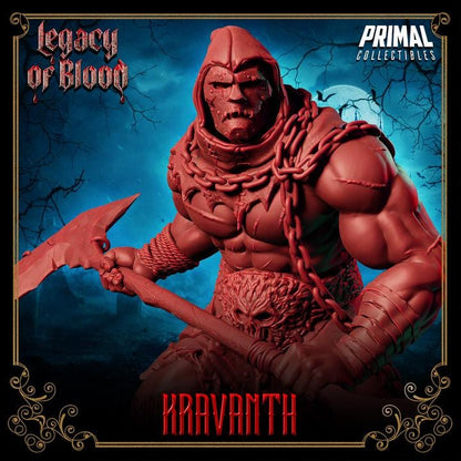 Assassin, Kravanth, Legacy of Blood - 28mm, 32mm, 75mm Scale - Unpainted Miniature for DnD, Pathfinder, Tabletop RPGs - Primal Collectibles
