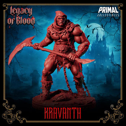 Assassin, Kravanth, Legacy of Blood - 28mm, 32mm, 75mm Scale - Unpainted Miniature for DnD, Pathfinder, Tabletop RPGs - Primal Collectibles