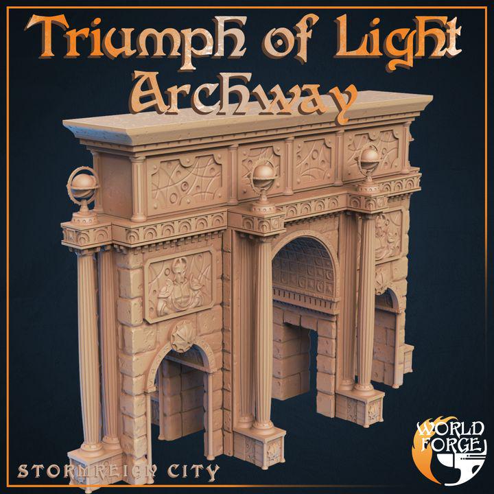 Triumph of Light Archway - Stormreign City - 32mm Scale - Unpainted Miniature for DnD, Pathfinder, Tabletop RPGs & Dioramas - World Forge