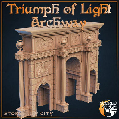 Triumph of Light Archway - Stormreign City - 32mm Scale - Unpainted Miniature for DnD, Pathfinder, Tabletop RPGs & Dioramas - World Forge