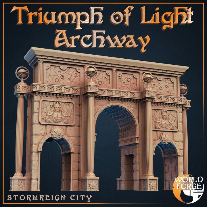 Triumph of Light Archway - Stormreign City - 32mm Scale - Unpainted Miniature for DnD, Pathfinder, Tabletop RPGs & Dioramas - World Forge