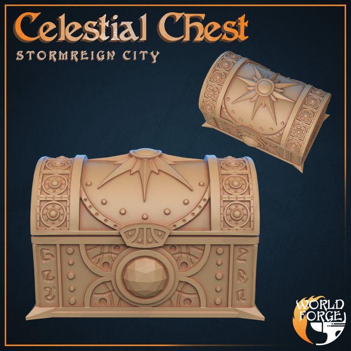 Celestial Chest - Stormreign City - 32mm Scale - Unpainted Miniature for DnD, Pathfinder, Tabletop RPGs & Dioramas - World Forge