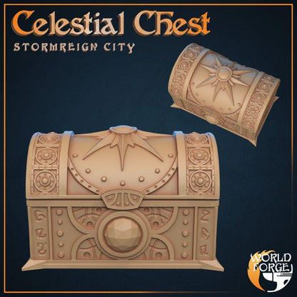 Celestial Chest - Stormreign City - 32mm Scale - Unpainted Miniature for DnD, Pathfinder, Tabletop RPGs & Dioramas - World Forge