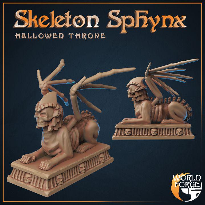 Skeletal Sphynx - Hallowed Throne Catacombs - 32mm Scale - Unpainted Miniature for DnD, Pathfinder, Tabletop RPGs & Dioramas - World Forge