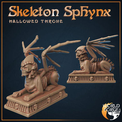 Skeletal Sphynx - Hallowed Throne Catacombs - 32mm Scale - Unpainted Miniature for DnD, Pathfinder, Tabletop RPGs & Dioramas - World Forge