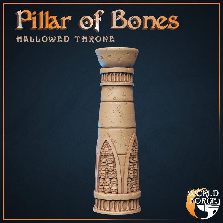 Pillar of Bones - Hallowed Throne Catacombs - 32mm Scale - Unpainted Miniature for DnD, Pathfinder, Tabletop RPGs & Dioramas - World Forge