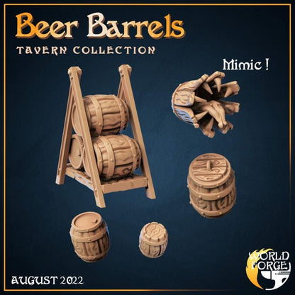 Beer Barrels - Arcane Dragon Tavern Collection - 32mm Scale - Unpainted Miniature for DnD, Pathfinder, Tabletop RPGs, and Dioramas