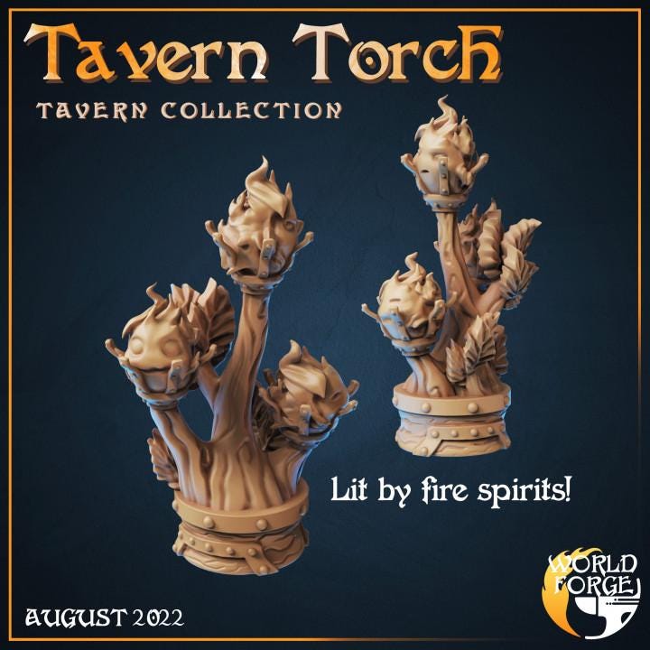 Tavern Torch - Arcane Dragon Tavern Collection - 32mm Scale - Unpainted Miniature for DnD, Pathfinder, Tabletop RPGs, and Dioramas