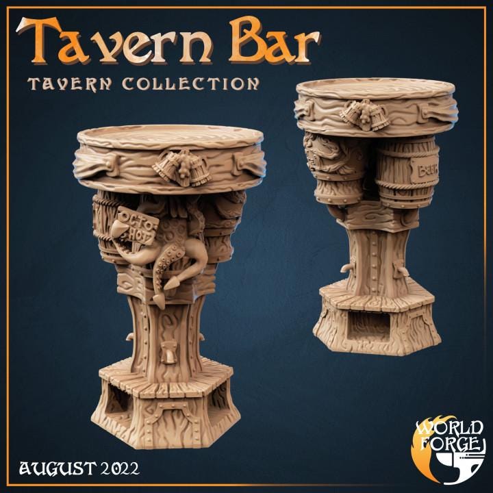 Tavern Bar - Arcane Dragon Tavern Collection - 32mm Scale - Unpainted Miniature for DnD, Pathfinder, Tabletop RPGs, and Dioramas