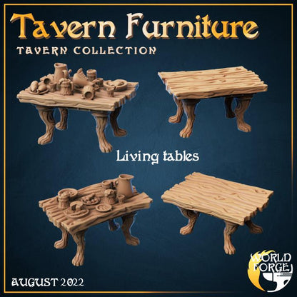 Table & Chair Set - Arcane Dragon Tavern Collection - 32mm Scale - Unpainted Miniature for DnD, Pathfinder, Tabletop RPGs, and Dioramas