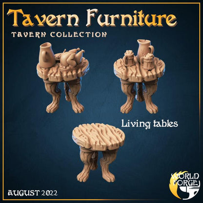 Table & Chair Set - Arcane Dragon Tavern Collection - 32mm Scale - Unpainted Miniature for DnD, Pathfinder, Tabletop RPGs, and Dioramas
