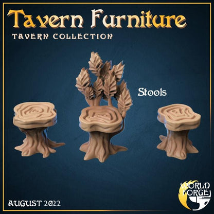 Table & Chair Set - Arcane Dragon Tavern Collection - 32mm Scale - Unpainted Miniature for DnD, Pathfinder, Tabletop RPGs, and Dioramas