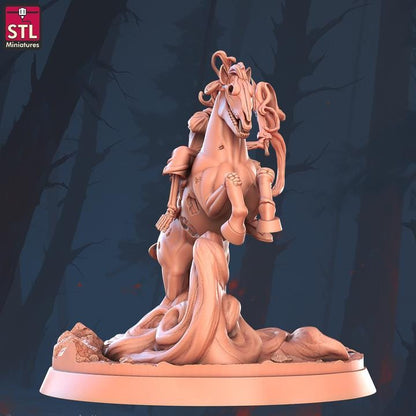 Spectral Horseman, Skeletal Horserider - 32mm Scale - Unpainted Miniature for DnD, Pathfinder, Tabletop RPGs - STL Miniatures
