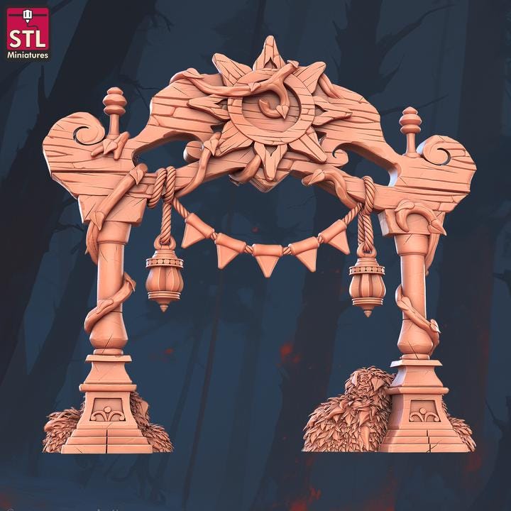 Festival Entrance, Entry Arch - Town Festival Set - 32mm Scale - Unpainted Miniature for DnD, Pathfinder, Tabletop RPGs - STL Miniatures