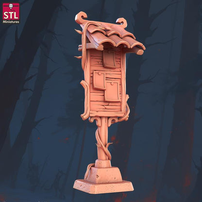 Information Panel, Notice Board - Town Festival Set - 32mm Scale - Unpainted Miniature for DnD, Pathfinder, Tabletop RPGs - STL Miniatures