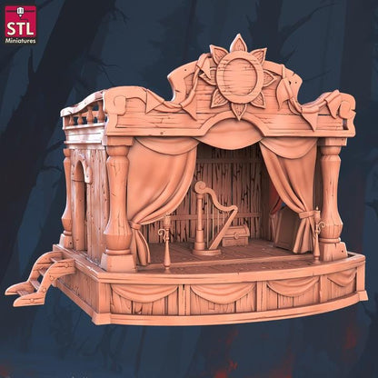 Festival Stage, Music Stage - Town Festival Set - 32mm Scale - Unpainted Miniature for DnD, Pathfinder, Tabletop RPGs - STL Miniatures