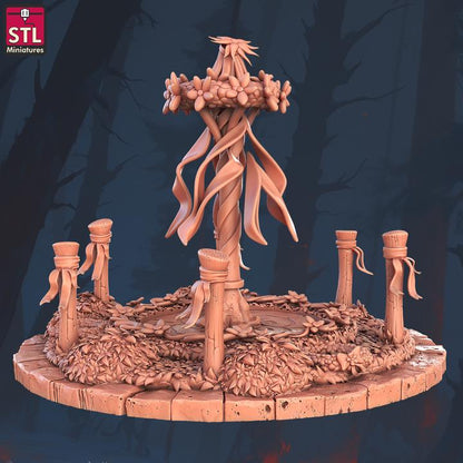 Maypole - Town Festival Set - 32mm Scale - Unpainted Miniature for DnD, Pathfinder, Tabletop RPGs - STL Miniatures
