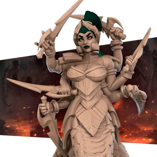 Marilith, Pinup - 32mm, 35mm Scale - Unpainted Miniature for DnD, Pathfinder, Tabletop RPGs - Bite the Bullet