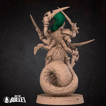 Marilith, Pinup - 32mm, 35mm Scale - Unpainted Miniature for DnD, Pathfinder, Tabletop RPGs - Bite the Bullet